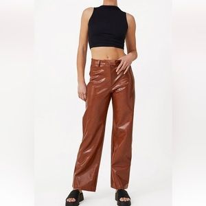 NWT COTTON ON Women's Arlow
Straight Faux Leather Pants Autumn
Brown Size 6